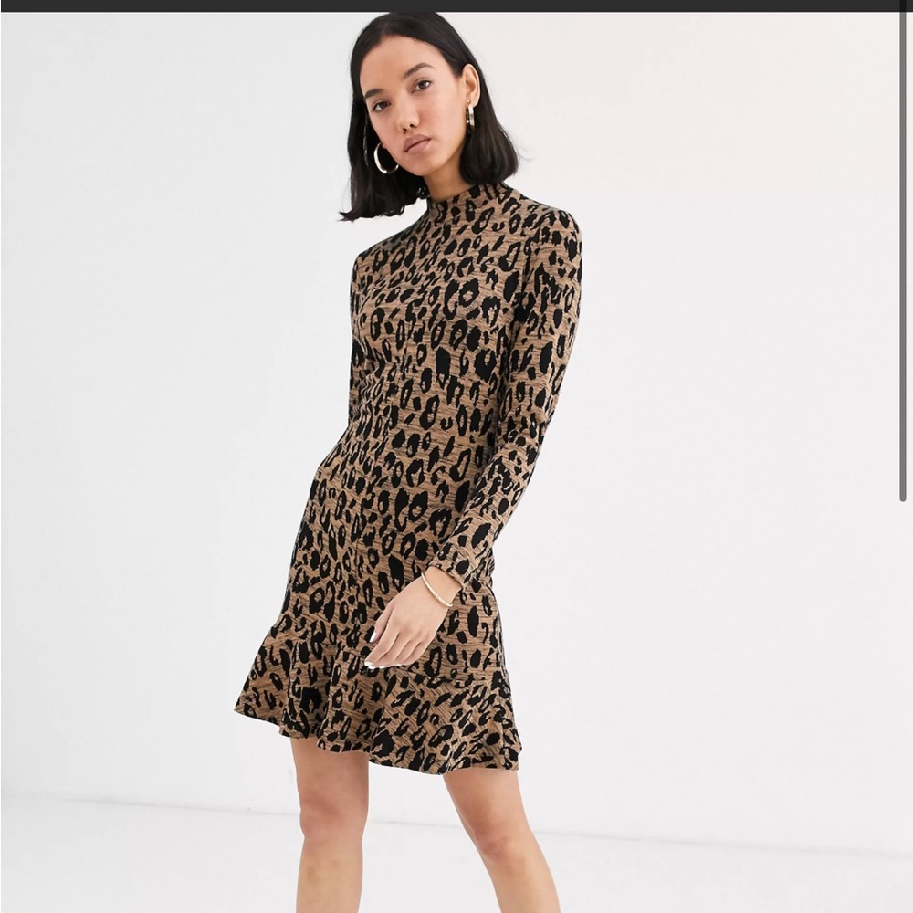 Whistles animal jersey flippy mini dress